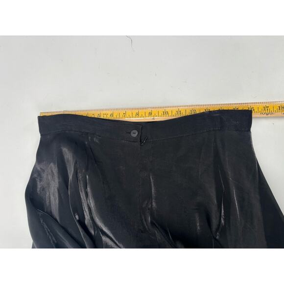 Vintage JS Collections Skirt Womens 14 Black 90s Satin A Line Flounce Lined Maxi - Picture 15 of 16